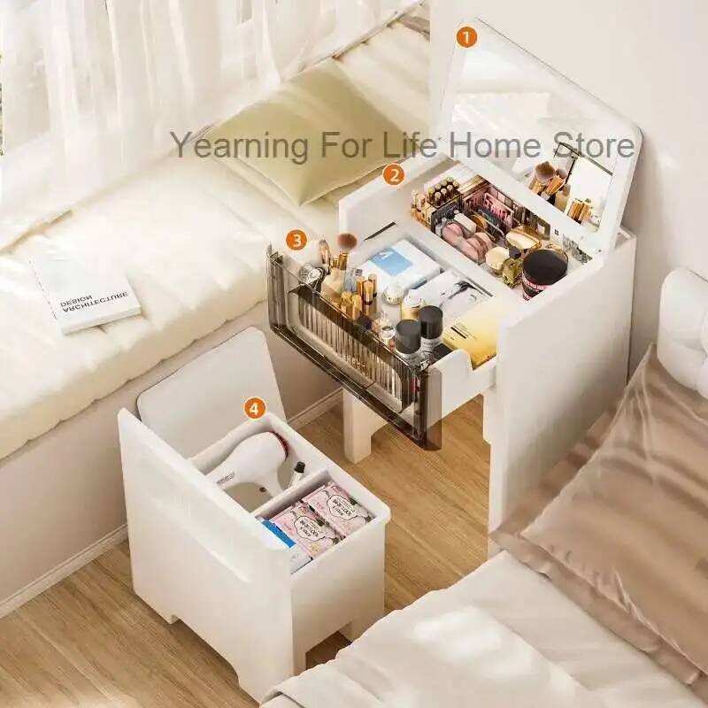 Desk Setup Bedroom - Schreibtisch-Kommode-Waschtisch mit in 1, 3-Spiegel, kleines
