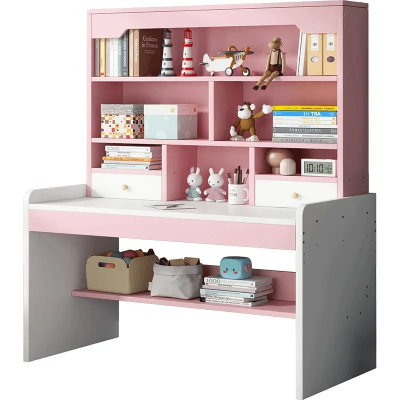 Desk Setup Oak - Kinder-Lerntisch, Computertisch, Esstisch, Kleinkind-Schreibtisch, Rosa Schüler-Aufbewahrungstisch,