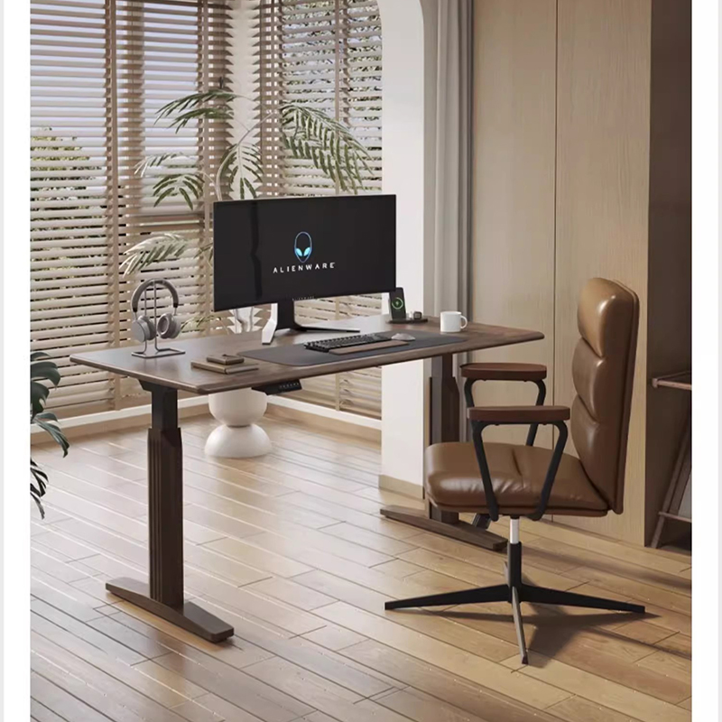Desk Setup Oak - Elektrisch verstellbarer Schreibtisch, Tisch, Frühstück, Bett,