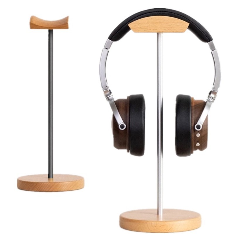 Desk Setup Game - Kopfhörerständer aus schwarzem Walnussholz und Aluminium,