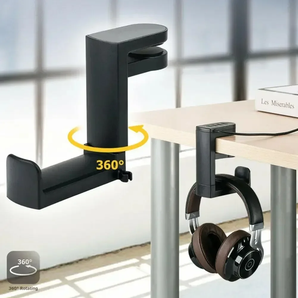 Desk Setup Game - Kabelloser Kopfhörerhalter ohne Bohren, Gaming-Headset-Ständer, PC-verstellbare