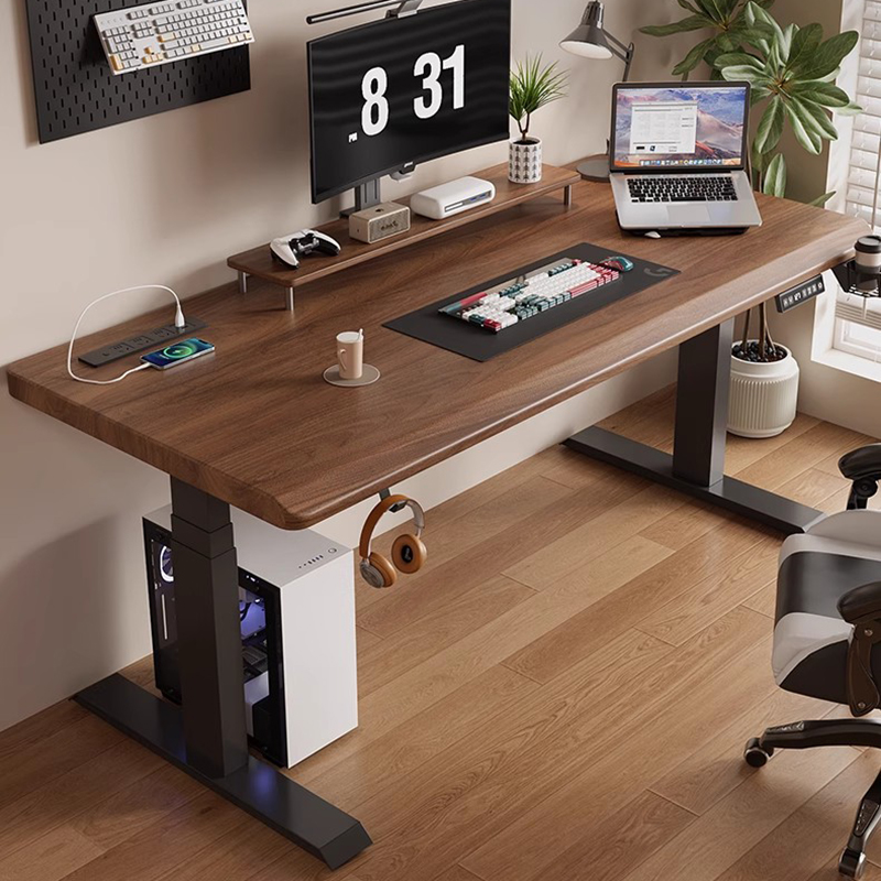 Desk Setup Oak - Höhenverstellbarer Schreibtisch, Büroschreibtische, PC-Gaming-Tisch für Computer,