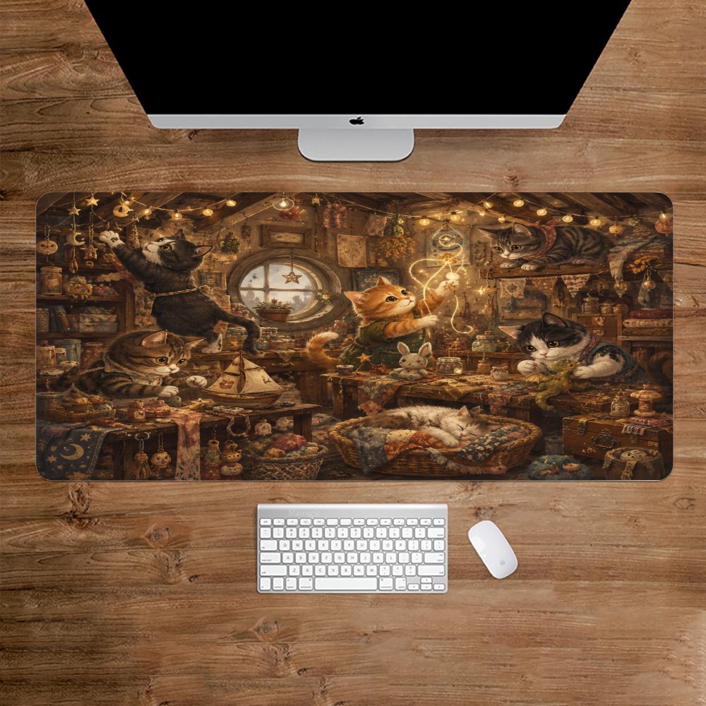Desk Setup For Studying - Mauspad für Katzen, rutschfeste Schreibtischunterlage für