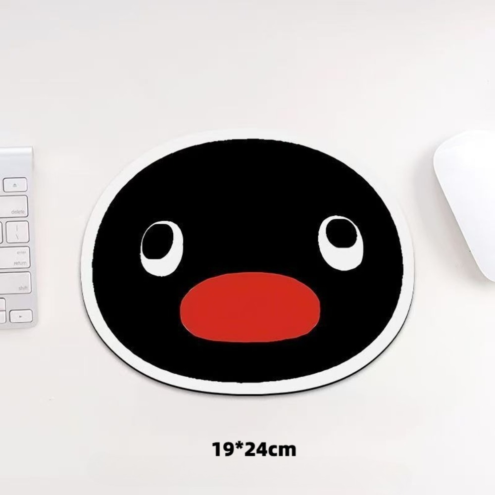 Desk Setup Cute - Niedliches Pinguin-Expressions-Mauspad Lustiges Cartoon-Ovales Rutschfestes Gummi-Mauspad