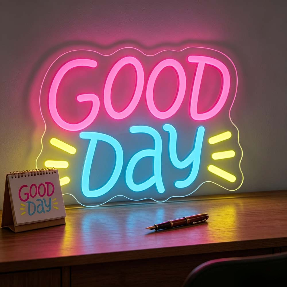 Desk Setup Bedroom - Good Day Neon-Schild LED Farbverlauf RGB