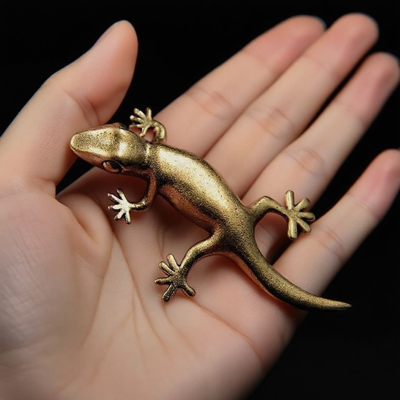 Desk Setup Retro - Handgemachte Bronze Retro Gecko Eidechse Chamäleon