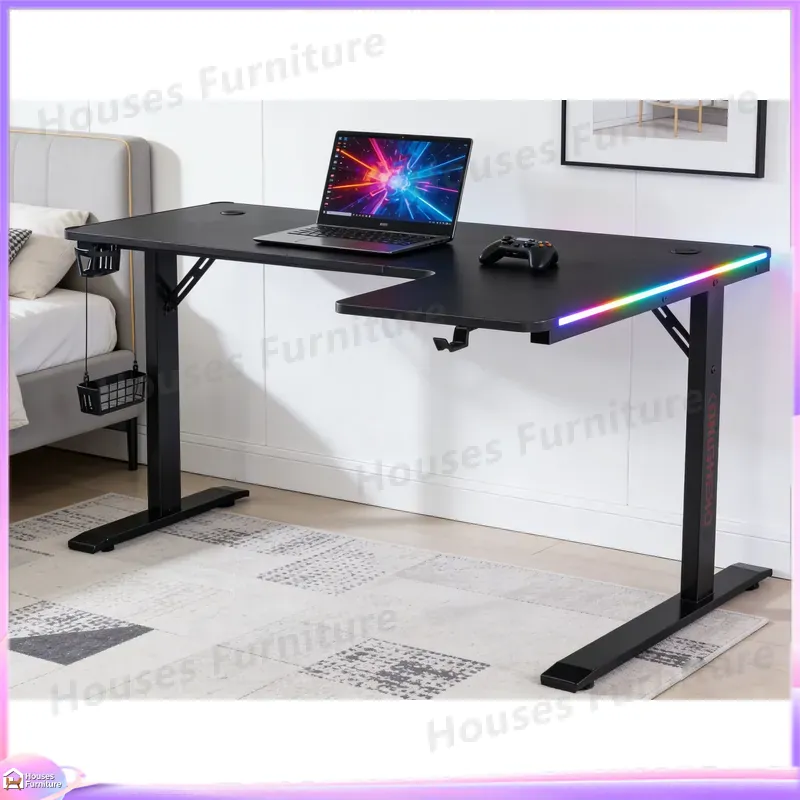 Desk Setup Ergonomics - Großer 160cm Gaming-Schreibtisch mit LED-Beleuchtung Ergonomischer