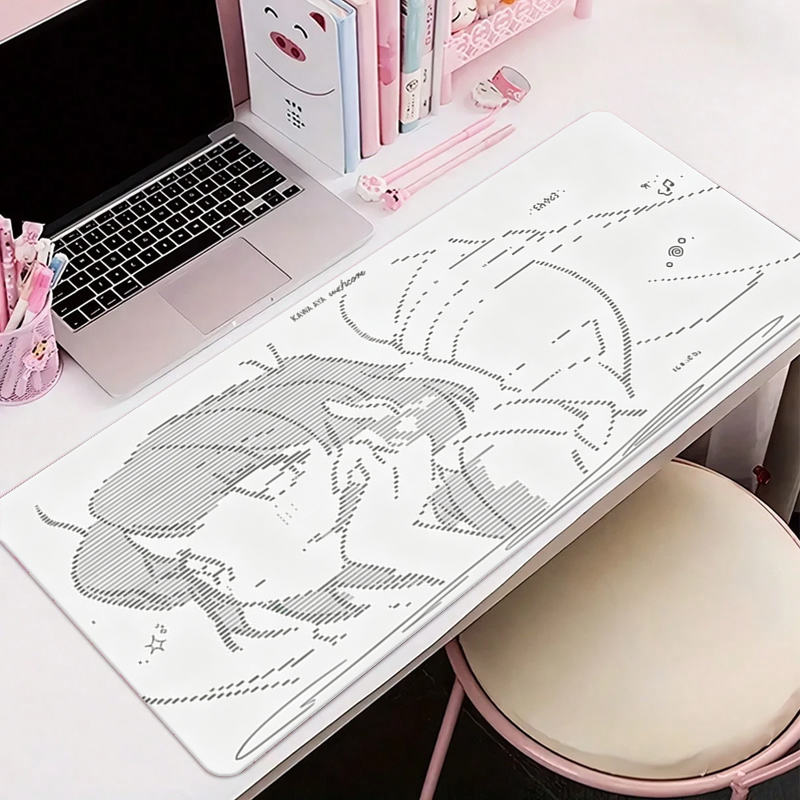 Desk Setup Cute - 1 Stück Leder-Mauspad Anime Engel-Mädchen Y2k