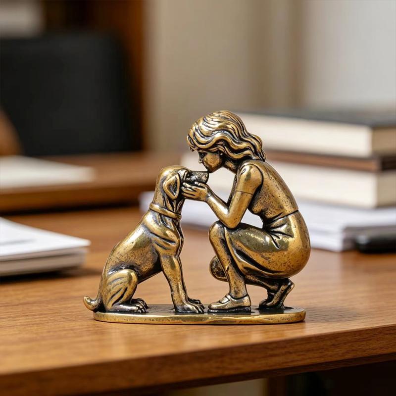Messing-Mädchen-Hundefigur, Sc – Desk Setup Retro Bewertung und Preis