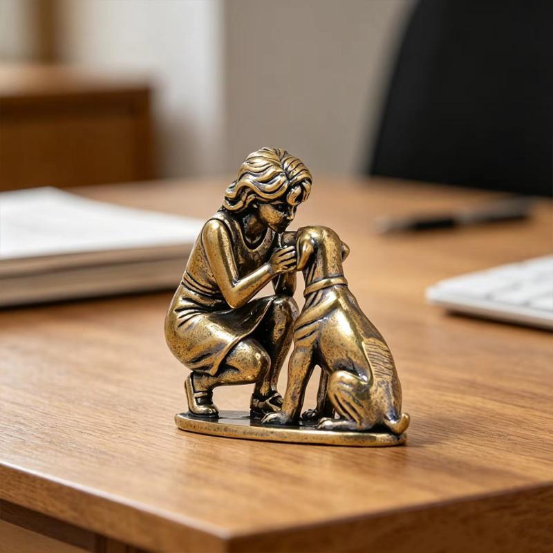 Messing-Mädchen-Hundefigur, Sc – Desk Setup Retro Bewertung und Preis