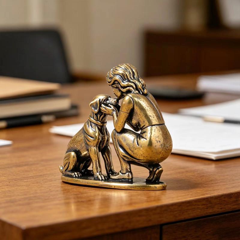 Messing-Mädchen-Hundefigur, Sc – Desk Setup Retro Bewertung und Preis