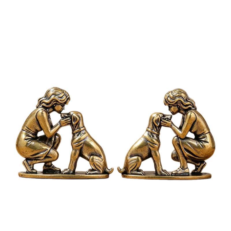 Messing-Mädchen-Hundefigur, Sc – Desk Setup Retro Bewertung und Preis